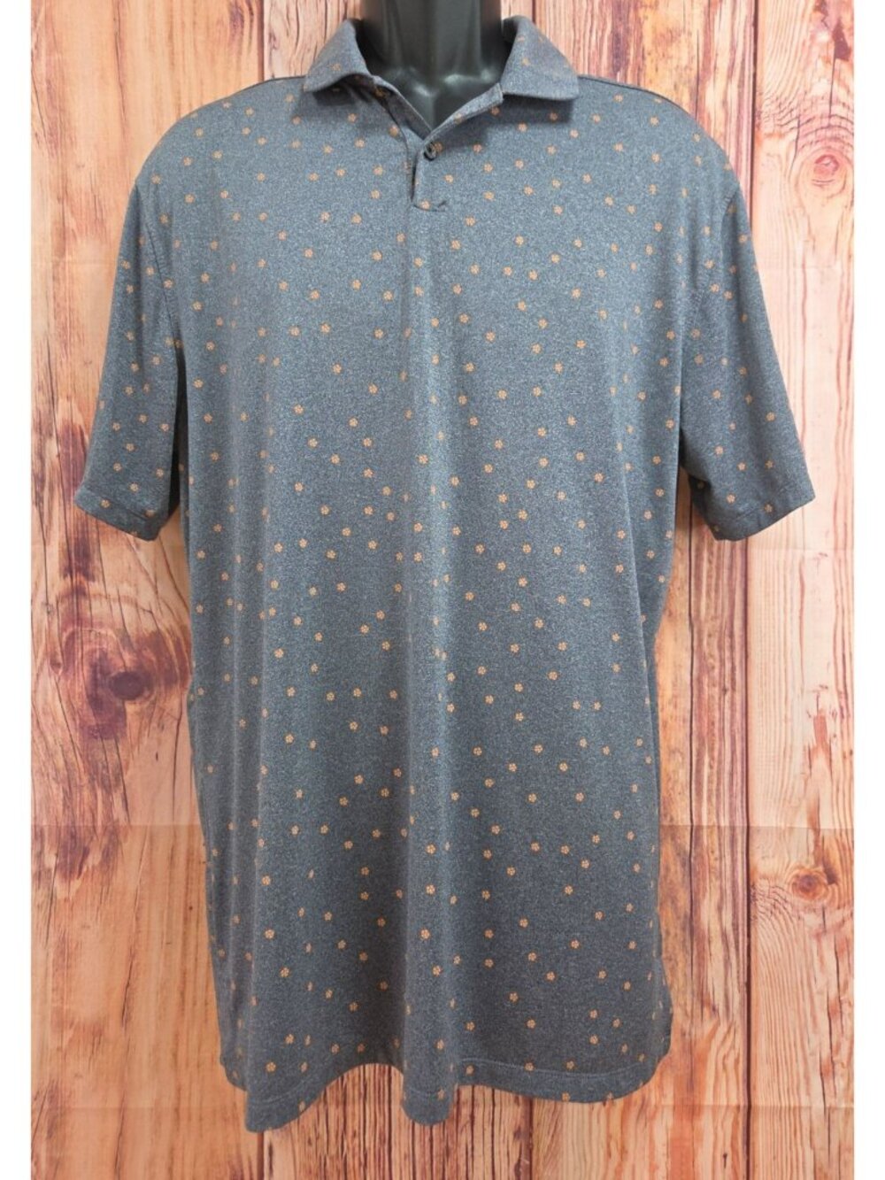 Nike Mens Dri-Fit Standard Fit Polo Medium Gray Floral Print